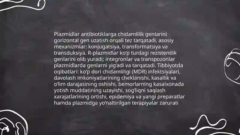 Bakteriyal irsiyatning xromasomadan tashqari omillari(plazmidlar, transpozonlar,Is-faktorlar, mo’tadil faglar) tibbiyotda ahamiyati 3