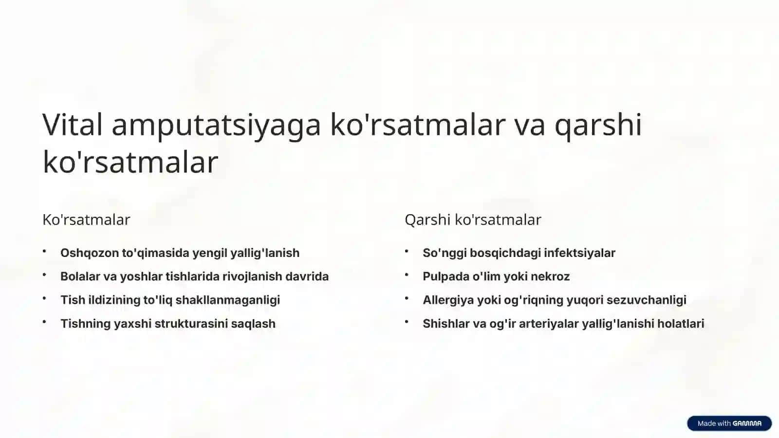 Stomatologiyada vital amputatsiya: Asosiy tushunchalar va usullar 3