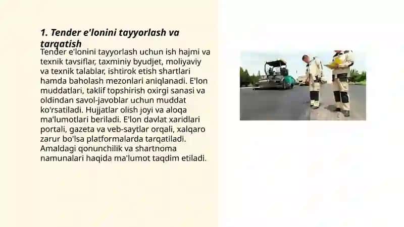 Yo’l qurilishida tender savdolari 3