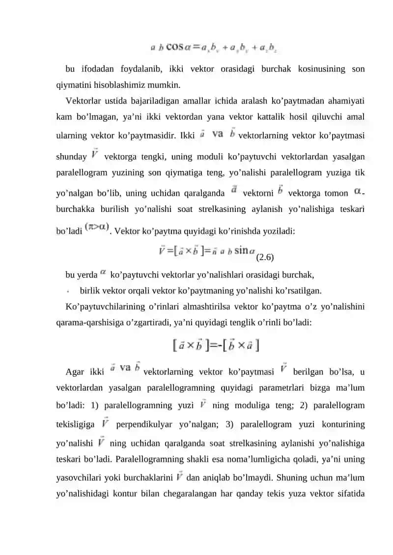 Vektorlarning vektor va aralash ko'paytmasi 3