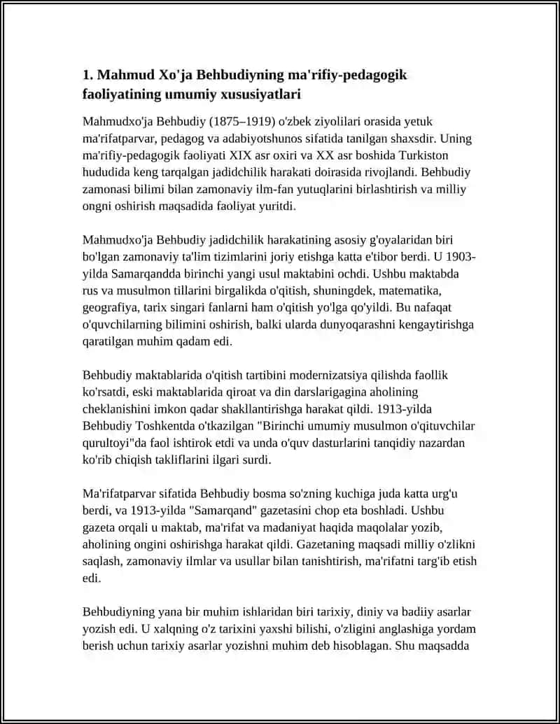 MAHMUD XÔJA BEHBUDIY MA'RIFIY -PEDAGOGIK FAOLIYATI 3