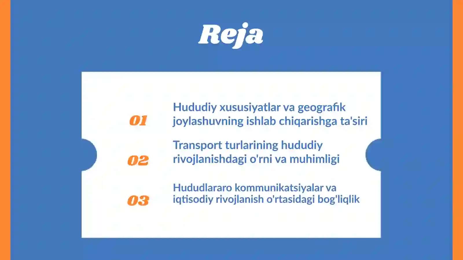 Ishlab chiqarish va transport kommunikatsiyalarning hududiy xususiyatlari. 3