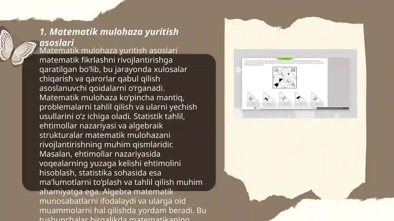 Egma xalqaro baholash dasturi matematik mulohaza yuritish va muammoni hal qilish orasidagi boğlanish sikli 3