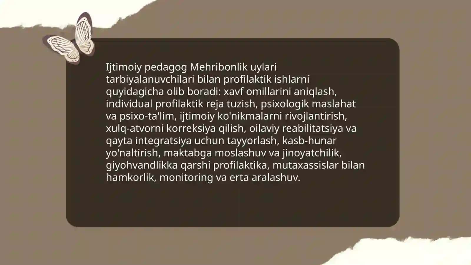 Mehribonlik uylari tarbiyalanuvchilari bilan ishlashda ijtimoiy pedagognin tutgan oʻrni 3