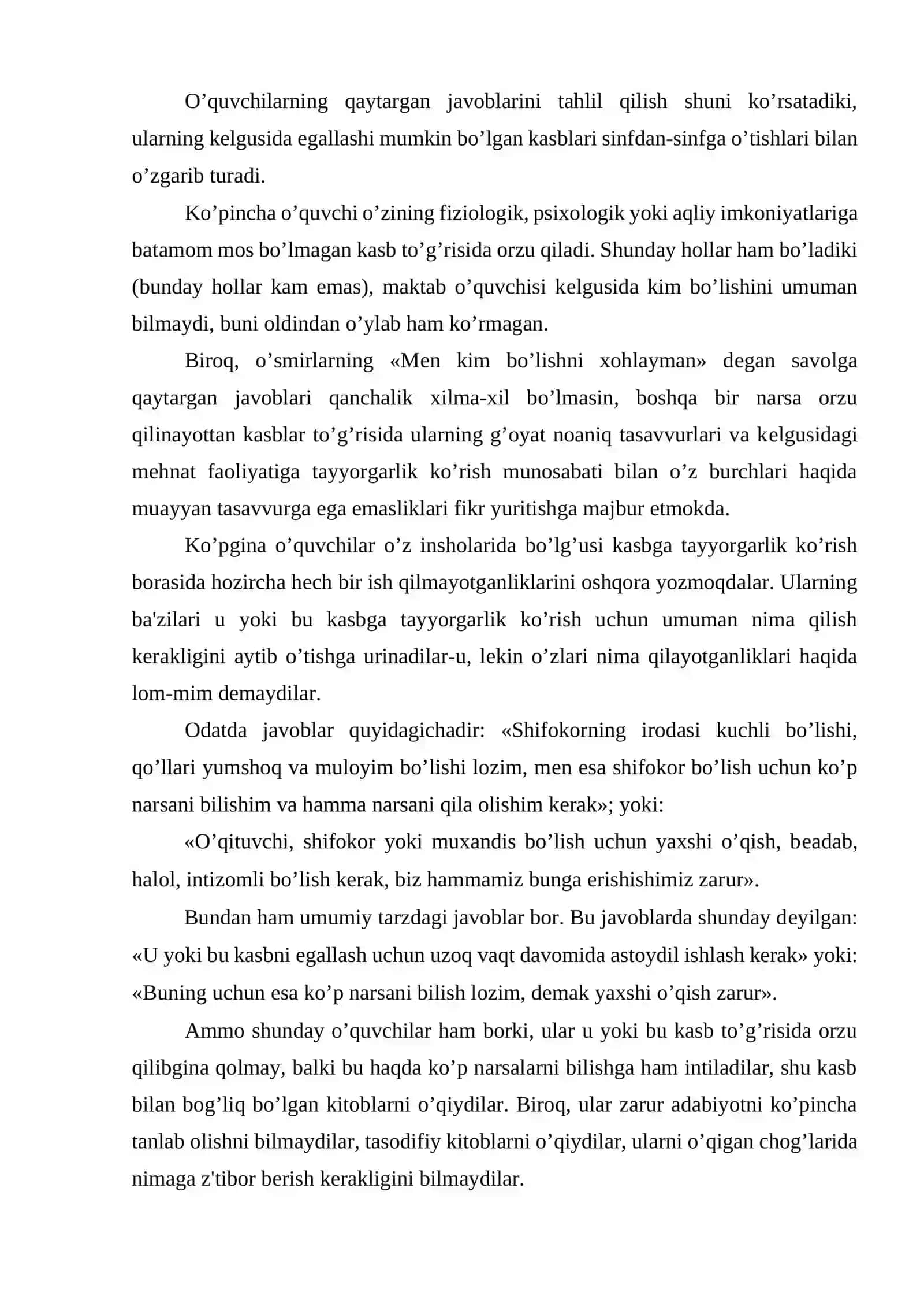 Kasb-hunarga yo’naltirishda o’quvchilarga qo’yiladigan talablar 3