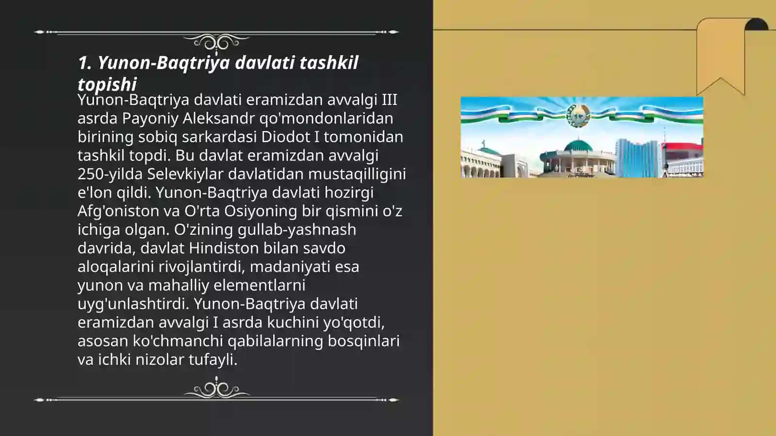 Yunon -Baqtriya davlati hukmronligi davrida O'zbekiston 3