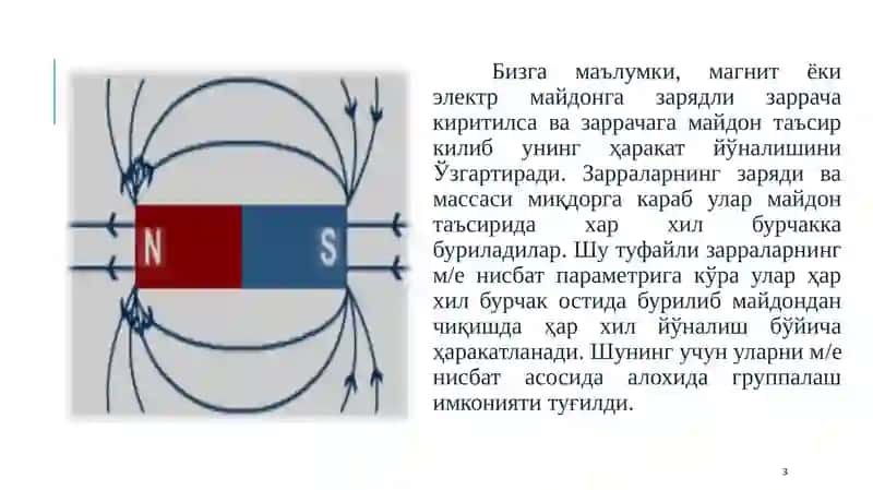 Қаттиқ жисмлар структурасини ўрганувчи усуллар: МАСС-СПЕКТРОСКОПИЯ 3