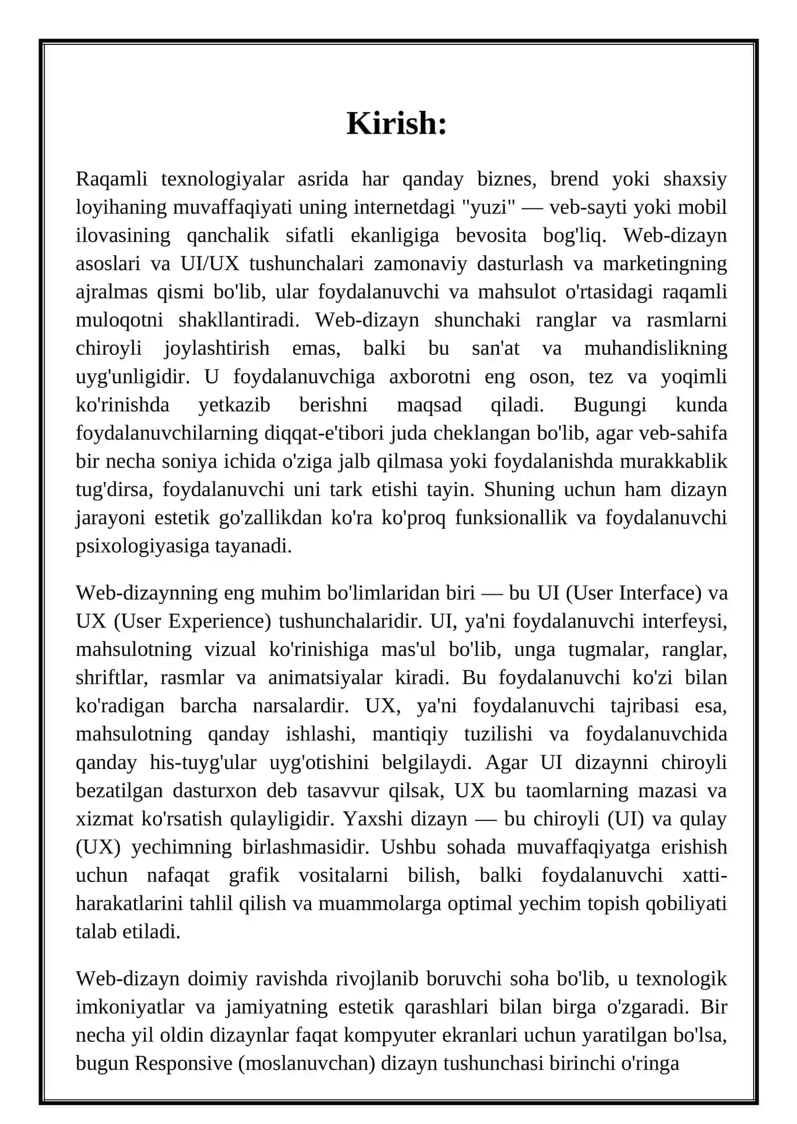 Web-dizayn asoslari va foydalanuvchi interfeysi (UI/UX) tushunchalari 3