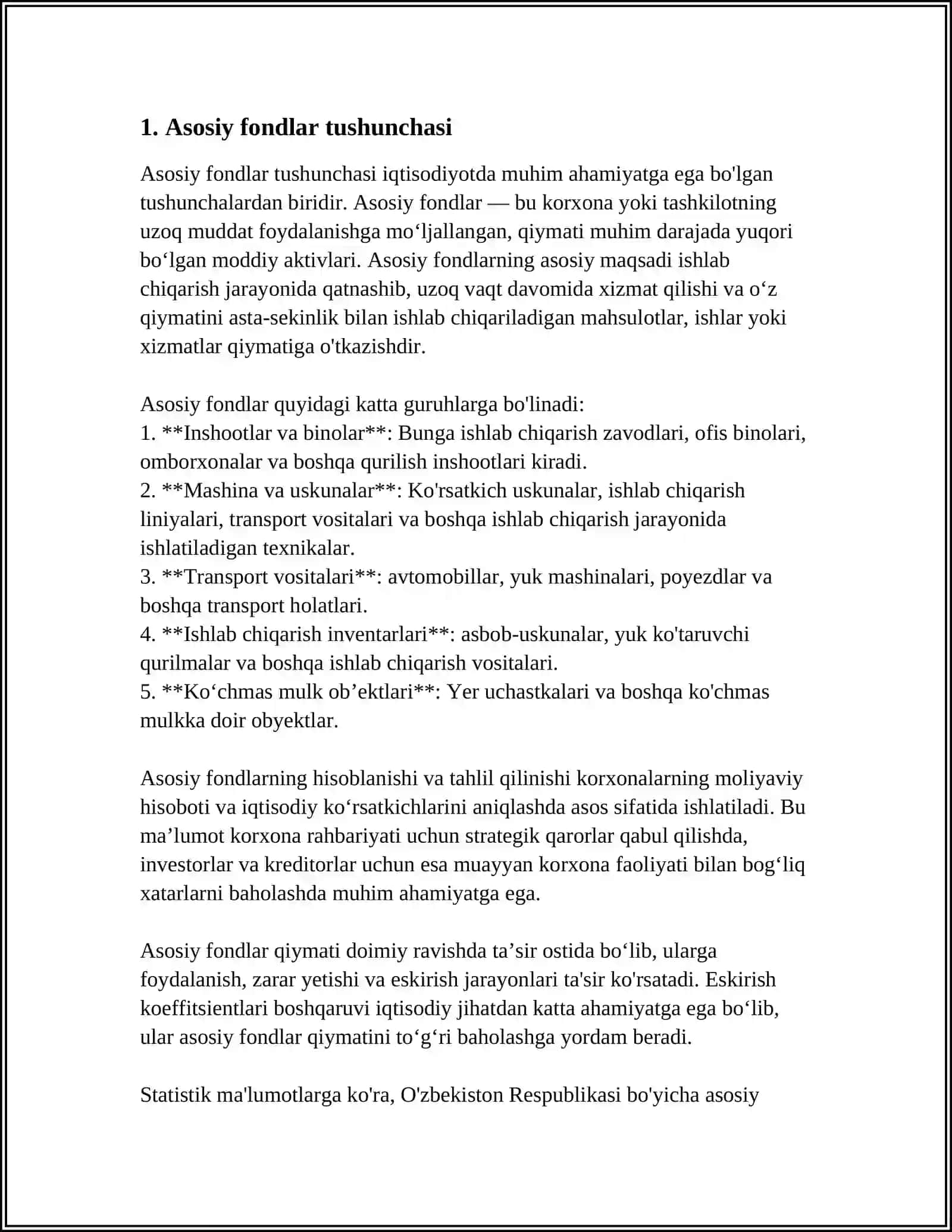 KORXONANING ASOSIY FONDLARI 3