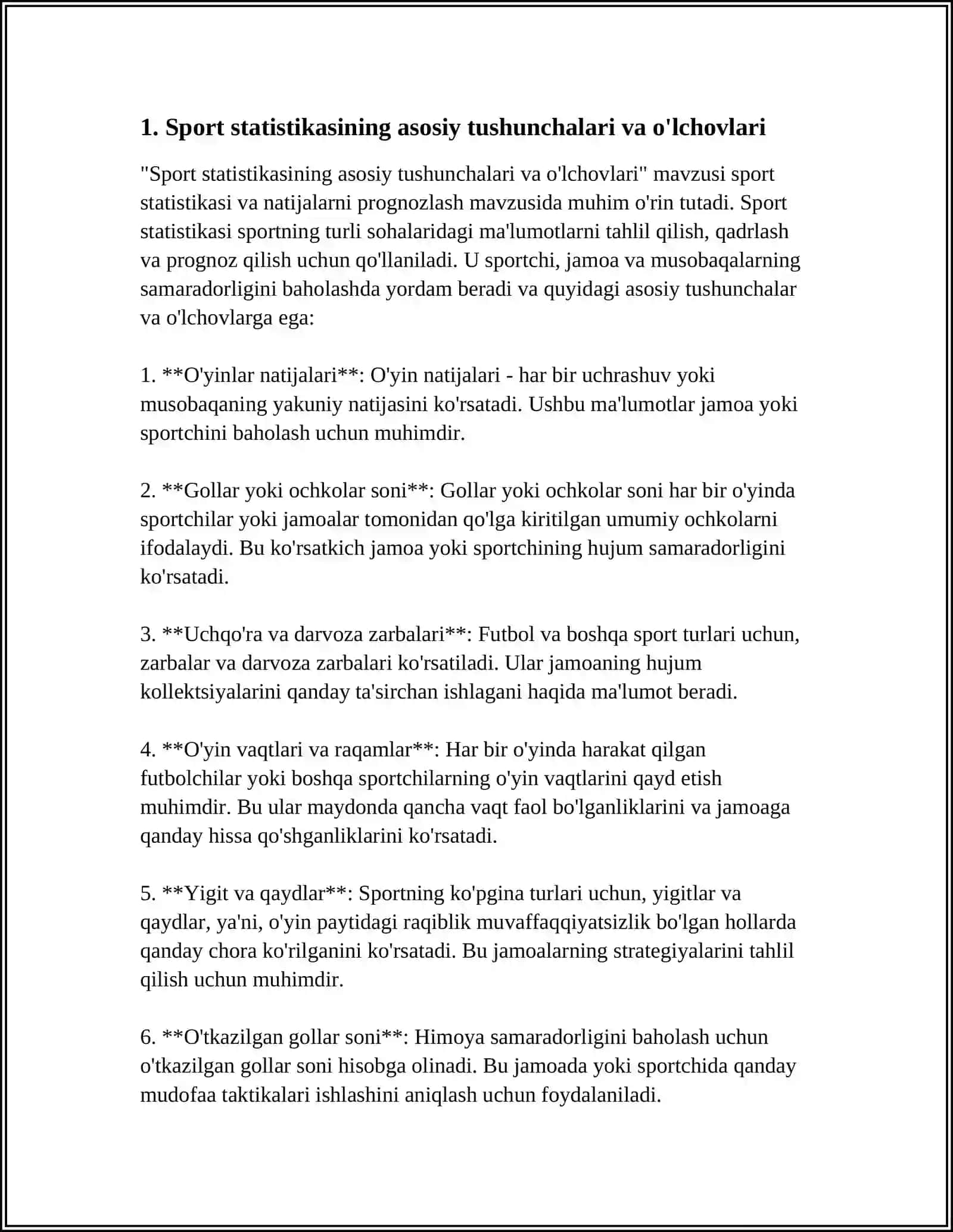 SPORT STATISTIKASI VA NATIJALARNI PROGNOZLASH 3