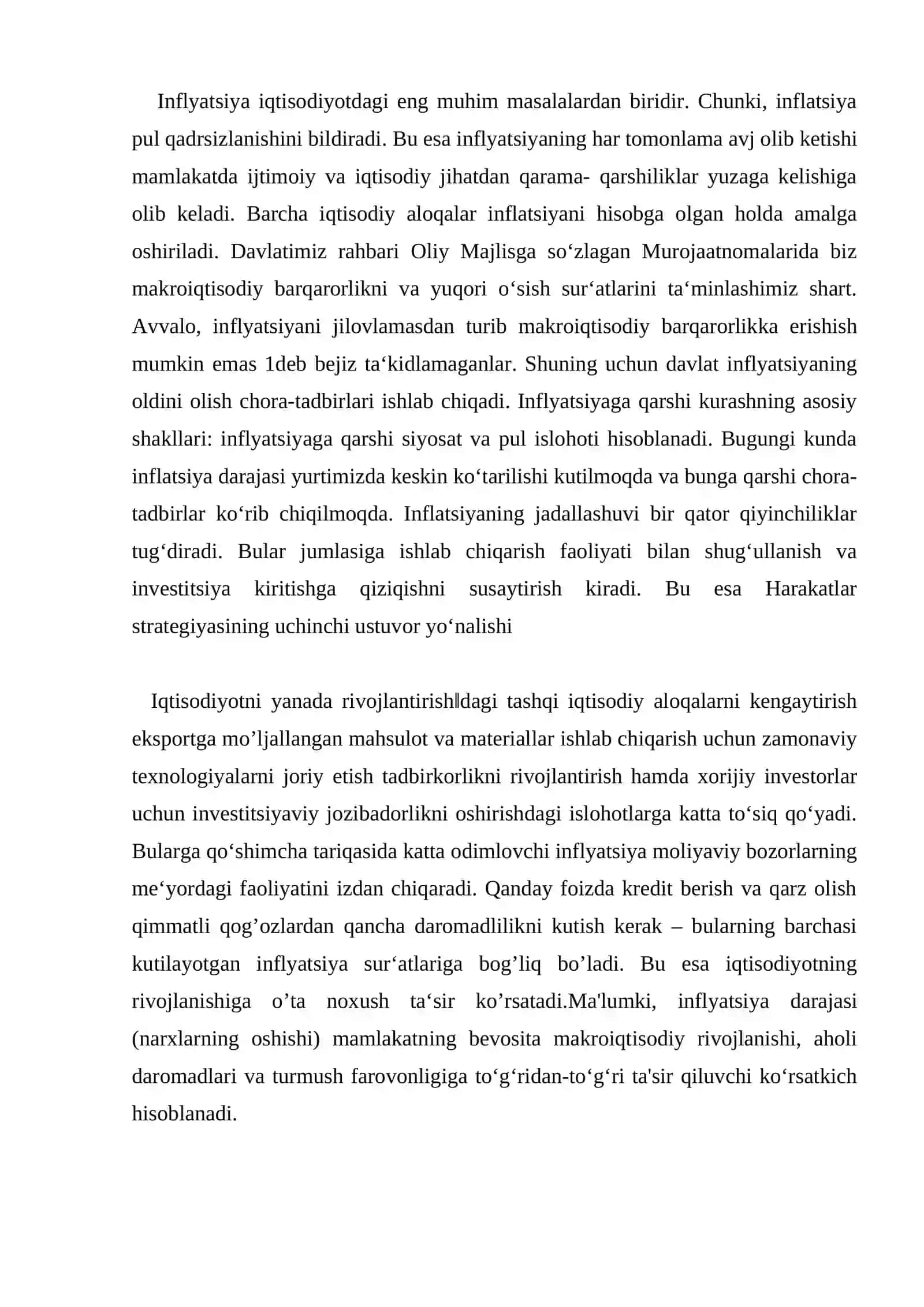 O'zbekiston Respublikasida Inflyatsiya kelib chiqishi sabablari makroiqtisodiy tahlili 3