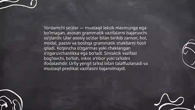 Yordamchi so‘z turkumlari 3