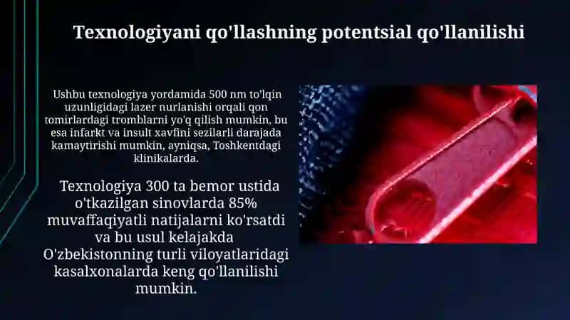 Qon tomirlaridagi qonni lazer nuri bilan nurlantirish 3