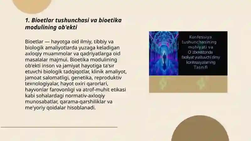 Bioetlar tushunchasi va bioetika modulining ob'ekti 3