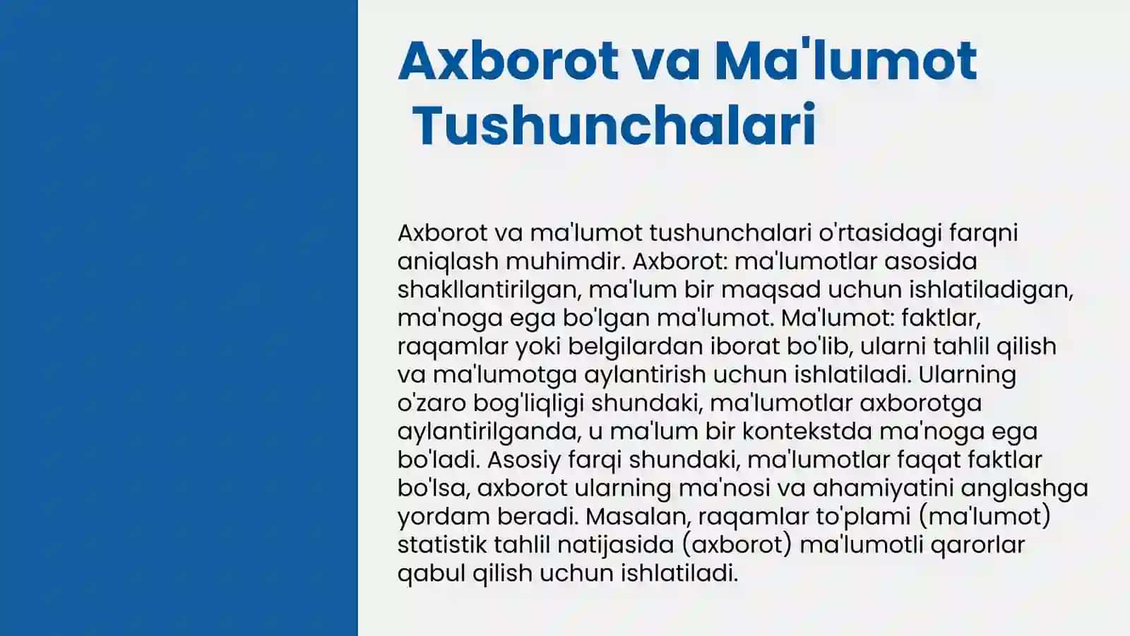 Axborot va Ma'lumot Tushunchalari 3