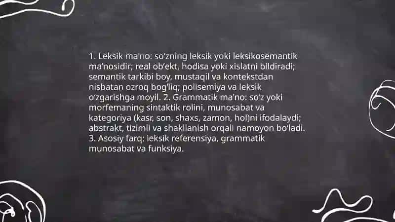 Leksik ma'no va grammatik ma'noning o'zaro farqi 3