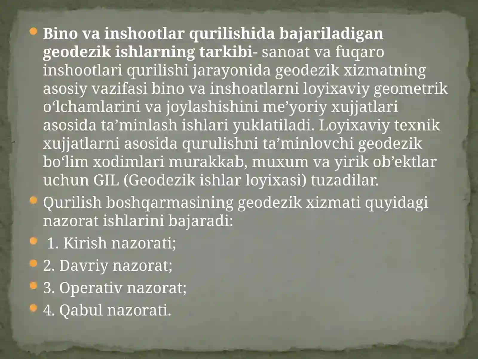 QURILISH LOYIXA TASHKILOTLARIDATOPOGRAFO-GEODEZIKISHLARNI TASHKIL ETISH 3