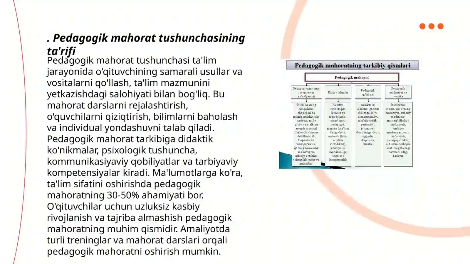 Pedagogik mahorat tushunchasining mohiyatini tushuntiring 3