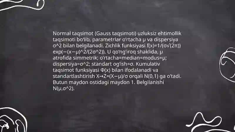 Normal taqsimot va uning xususiyatlari 3
