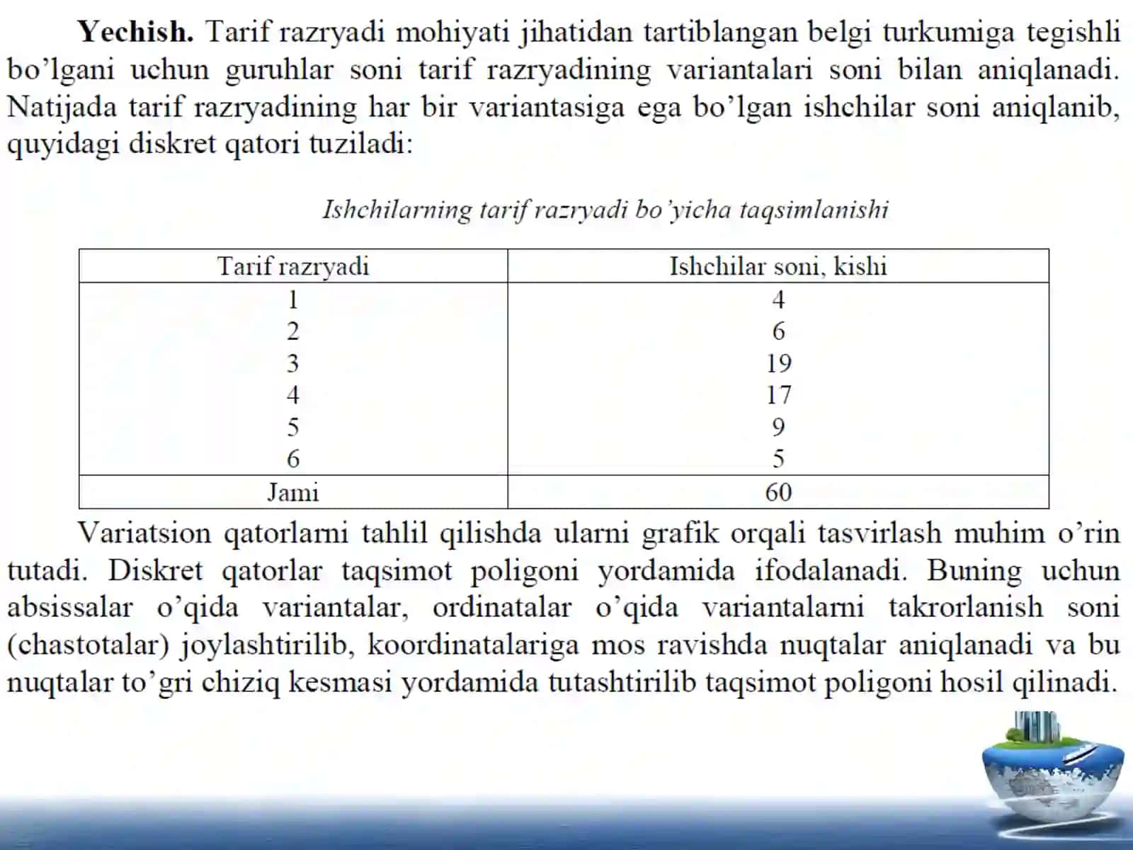 Statistik ma’lumotlarni jadval va grafiklarda tasvirlash 3