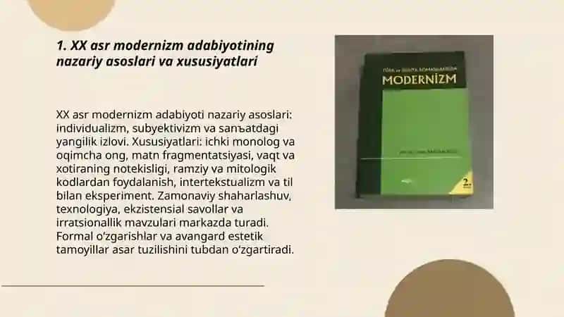 XX asr modernizm adabiyoti 3