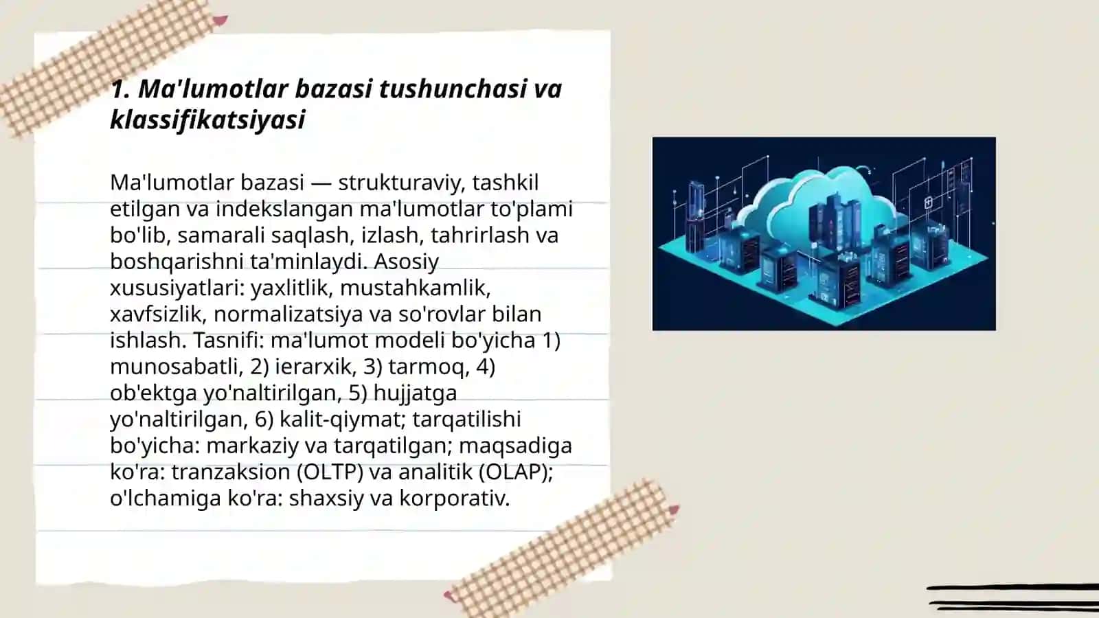 Ma'lumotlar bazasi va uni tashkil etish usullari 3