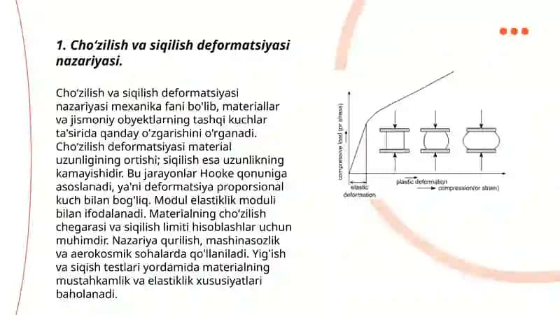 CHOʻZILISH -SIQILISH DEFORMATSIYASI.STERJEN KOʻNDALANG KESIMLARIDA XOSIL BOʻLADIGAN ICHKI ZOʻRIQISH KUCHLARINI ANIQLASH 3