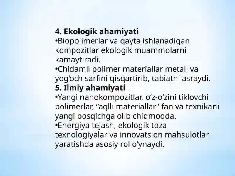 Polimerlar va kompozitlarning ahamiyati 3