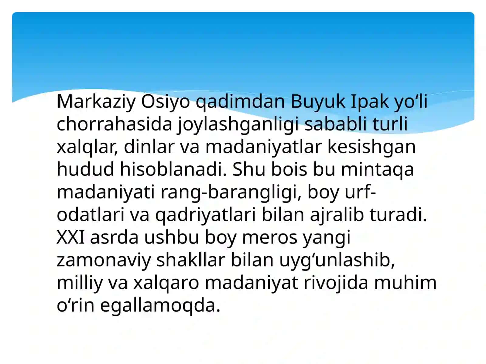 XXI asr Markaziy Osiyo xalqlari madaniyati tarixi 3