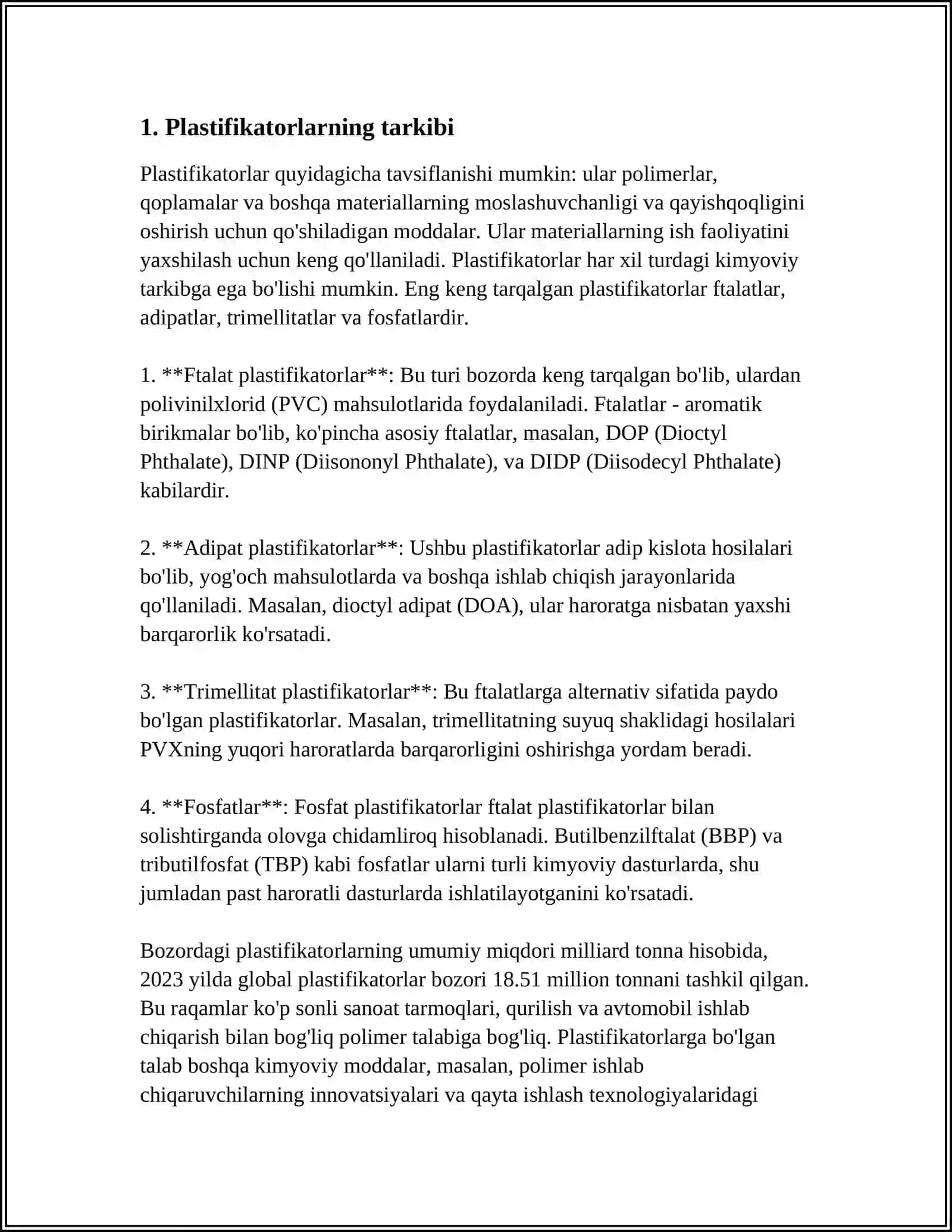 SEMENTABETON OLISH UCHUN PLASTIFIKATSIYALOVCHI QO'SHIMCHALAR 3