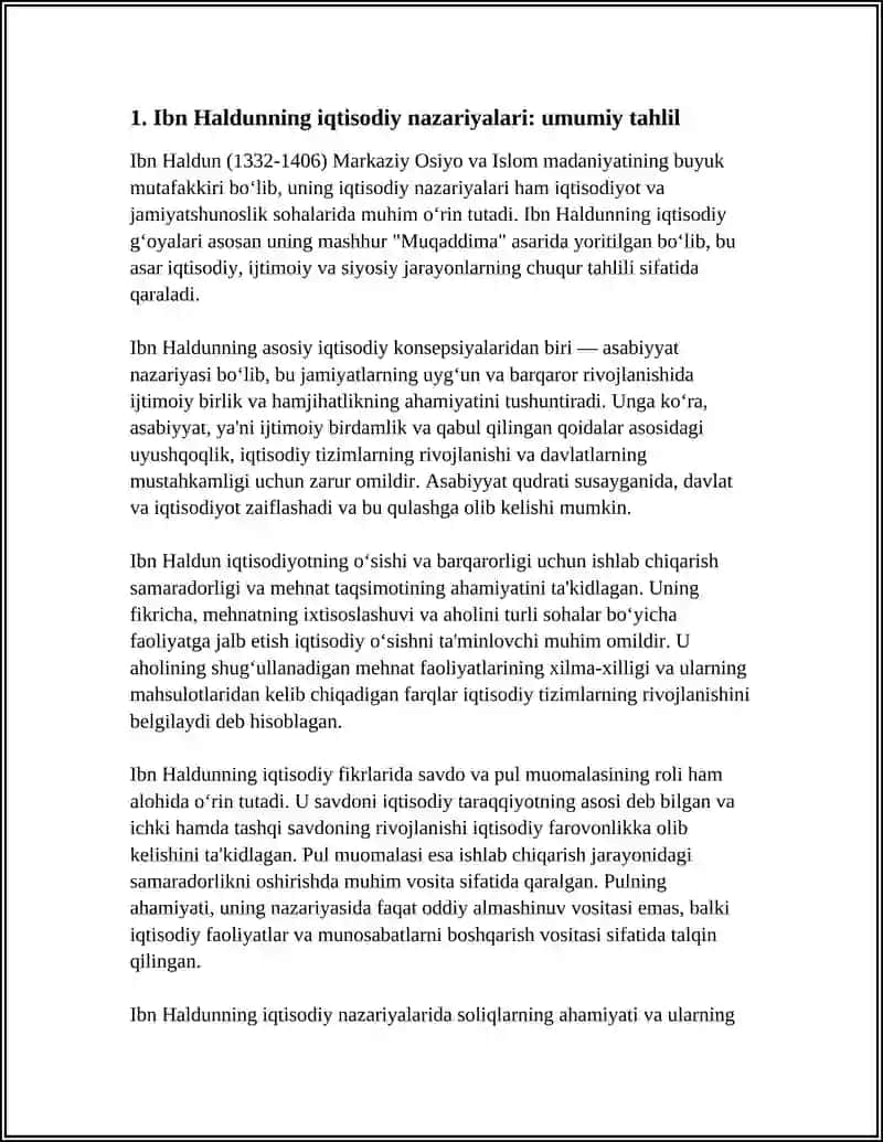IQTISODCHI IBN HALDUN ASARLARI VA IQTISODIYOT TALIMOTLAR TARIXIGA QOSHGA XISASI 3