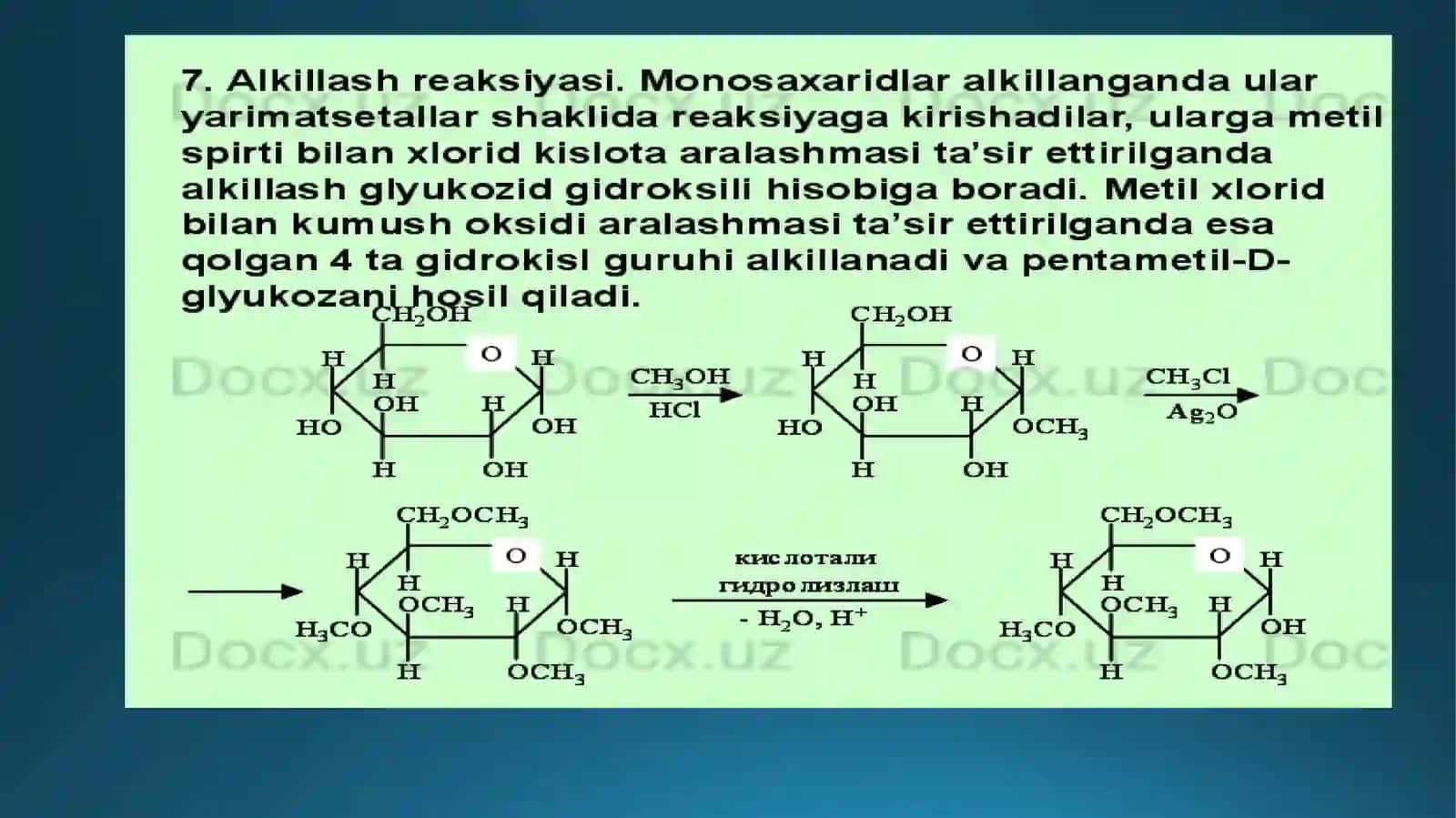 KARBON SUVLAR. MONOSAXARIDLAR  TUZILISHI VA HOSSALARI. 3