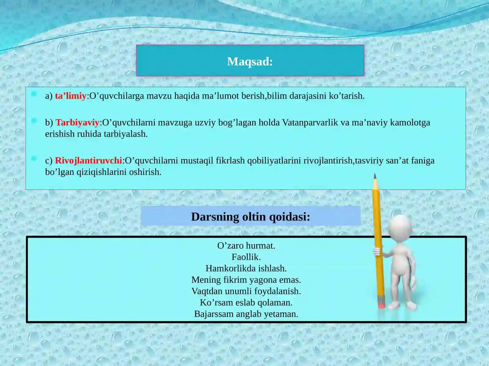 5-sinf Tasviriy san'at fanidan Grafik usulda natyurmort ishlash mavzusida ochiq dars ishlanma 3
