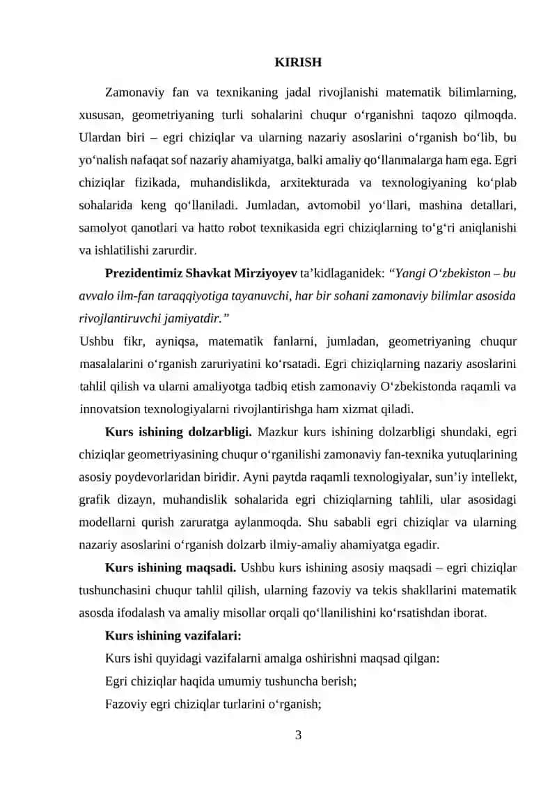 Egri chiziqlar va ularning nazariy asoslari 3