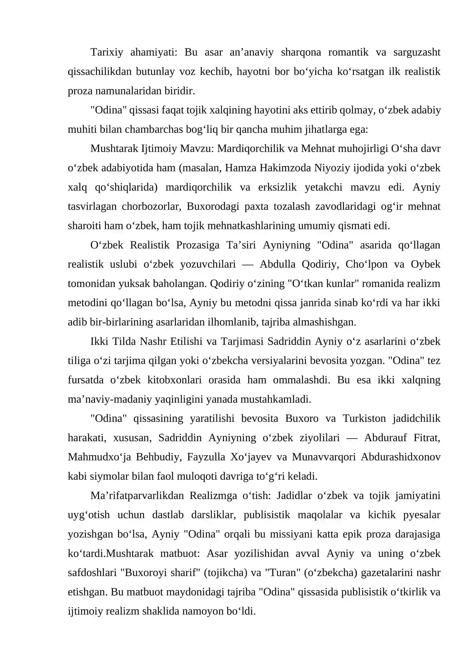 O‘ZBEK VA TOJIK ADABIY ALOQALARI KONTEKSTIDA SADRIDDIN AYNIYNING ODINA QISSASI 3