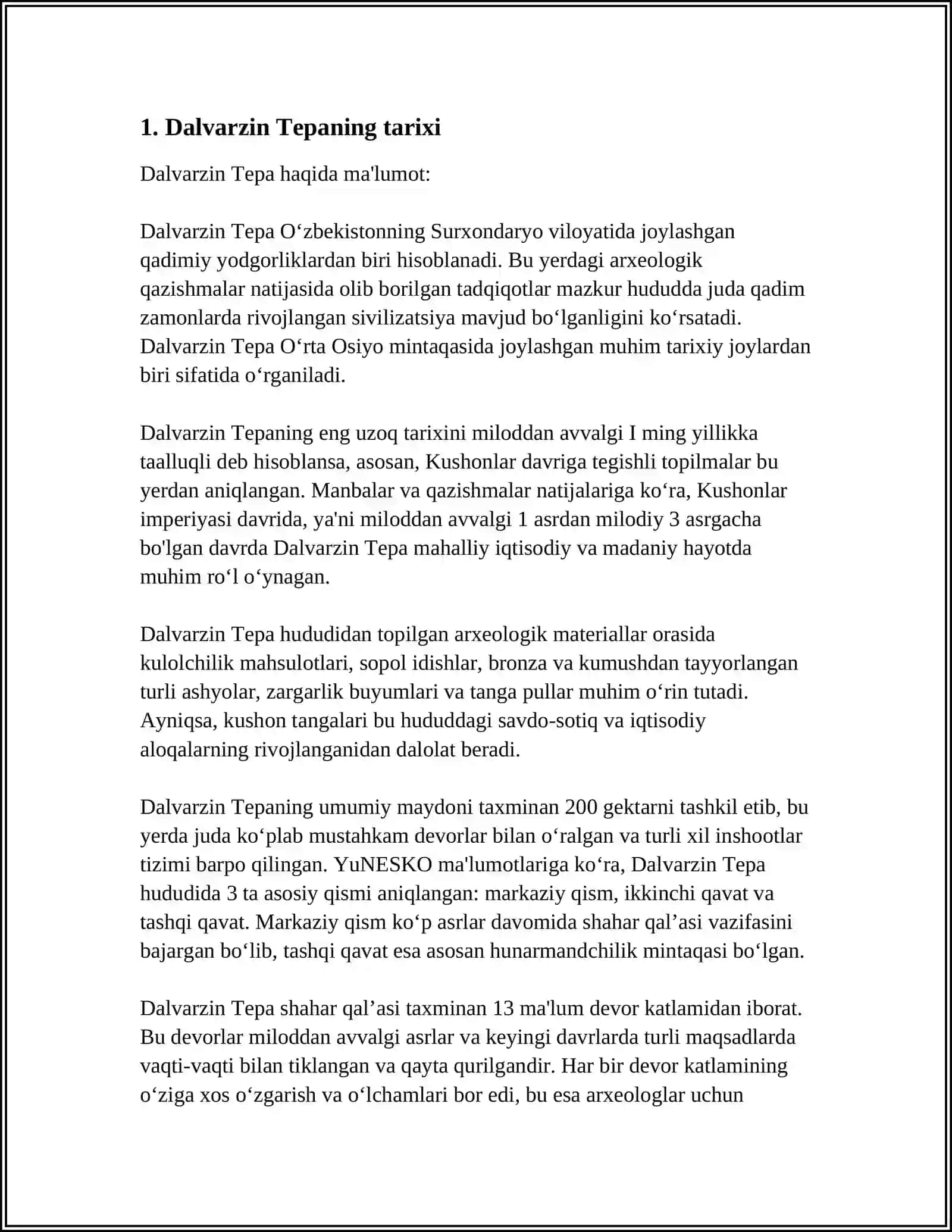 SHOʻRCHIDAGI ENG QADIMGI DALVARZIN TEPA 3