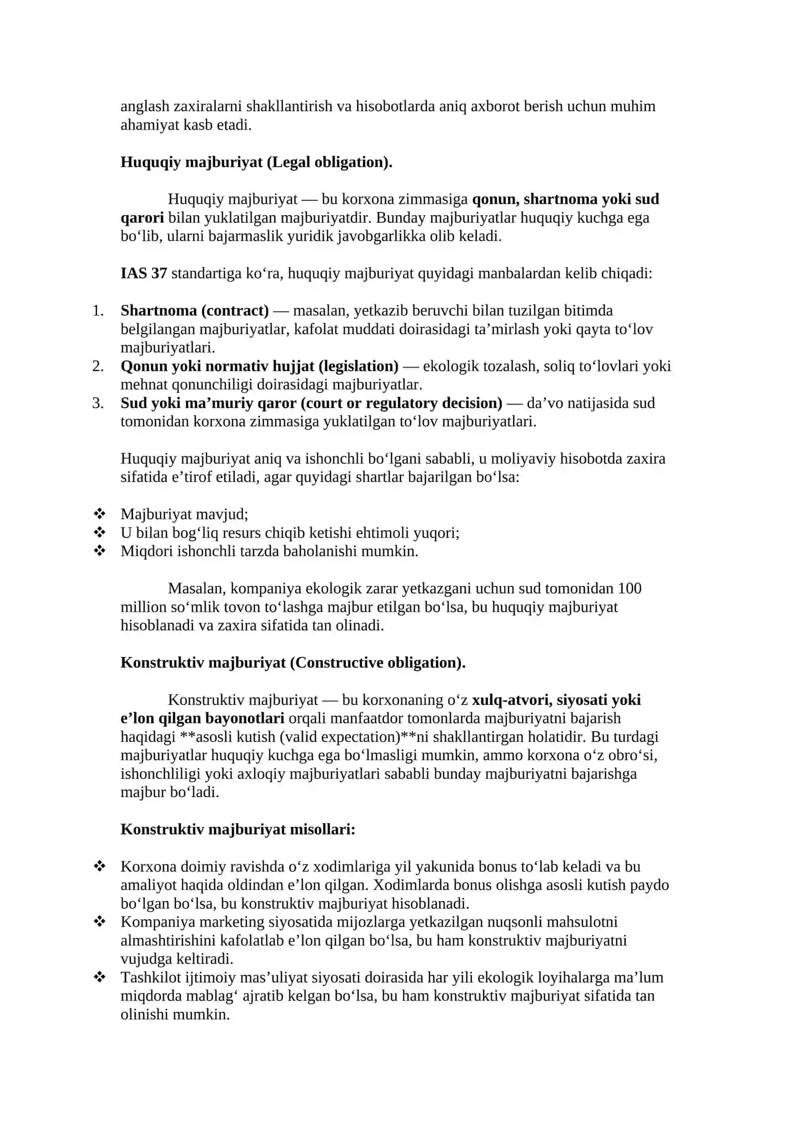 Hisobot davridan keyingi qoidalar va hodisalar 3