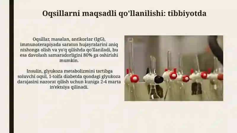 Oqsillarning fizik-kimyoviy xossalari va ulardan maqsadli foydalanish 3
