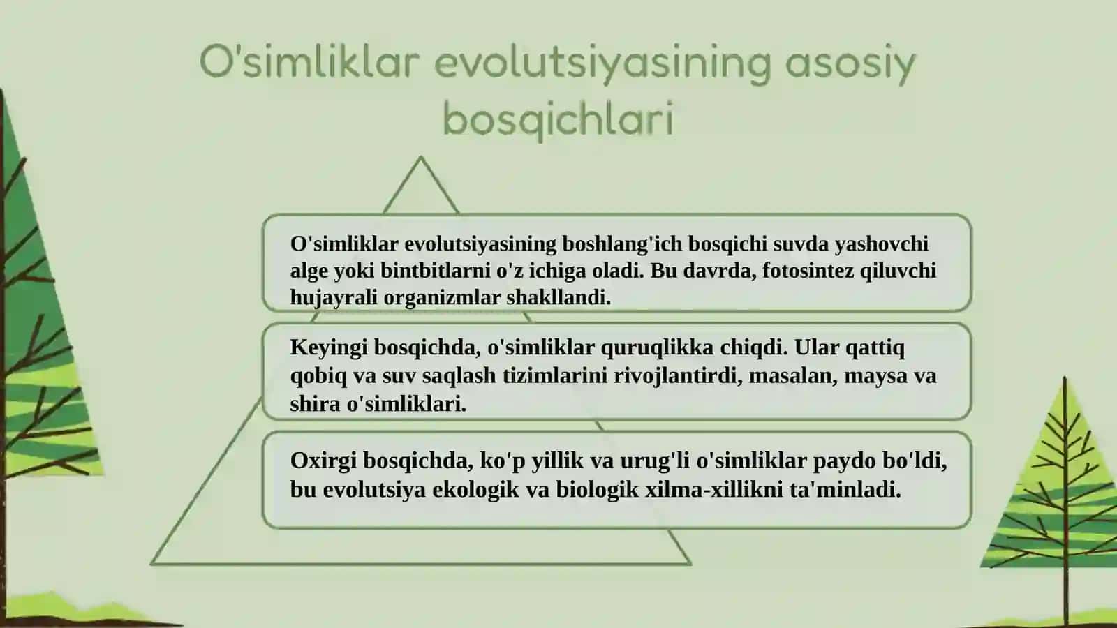 O'simliklar evolutsiyasining asosiy bosqichlari 3