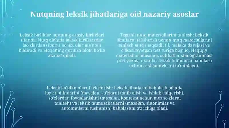 Nutqning Leksik Tomonlarini Tekshirishda Nutqiy Materiyallar Tanlash 3