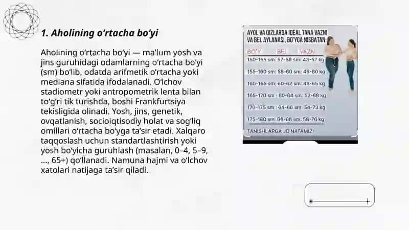 Aholini jismoniy rivojlanish koʻrsatgichlari 3