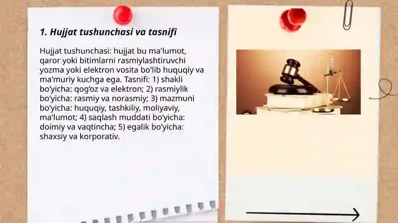 Hujjat turlari va xususiyatlari 3