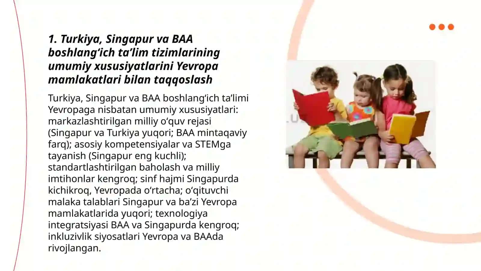 TURKIYA SINGAPUR BAA DAVLATLARI BOSHLANG'ICH TA'LIM TIZIMINING O'ZIGA XOS XUSUSIYATLARI YEVROPA MAMLAKATLARIDA TA'LIM TARBIYA MASALALARINING OLIB BORISHI VA QIYOSIY TAHLILI 3
