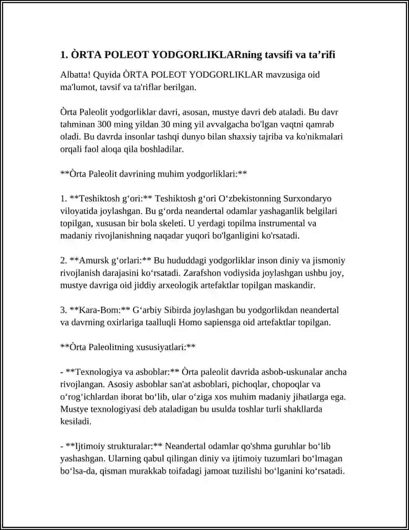 ÒRTA POLEOT YODGORLIKLAR 3