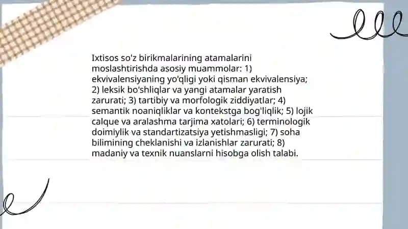 Ixtisoslikka oid matn tarjimasining muammolari 3