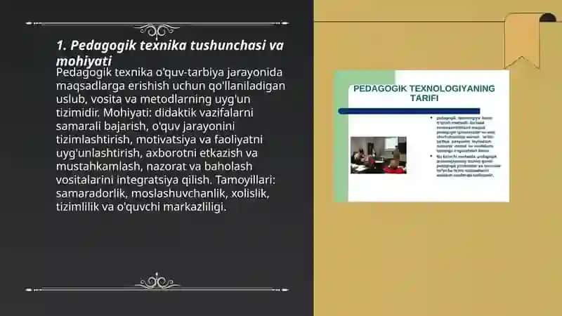 Pedagogik texnikaning xususyatlari 3