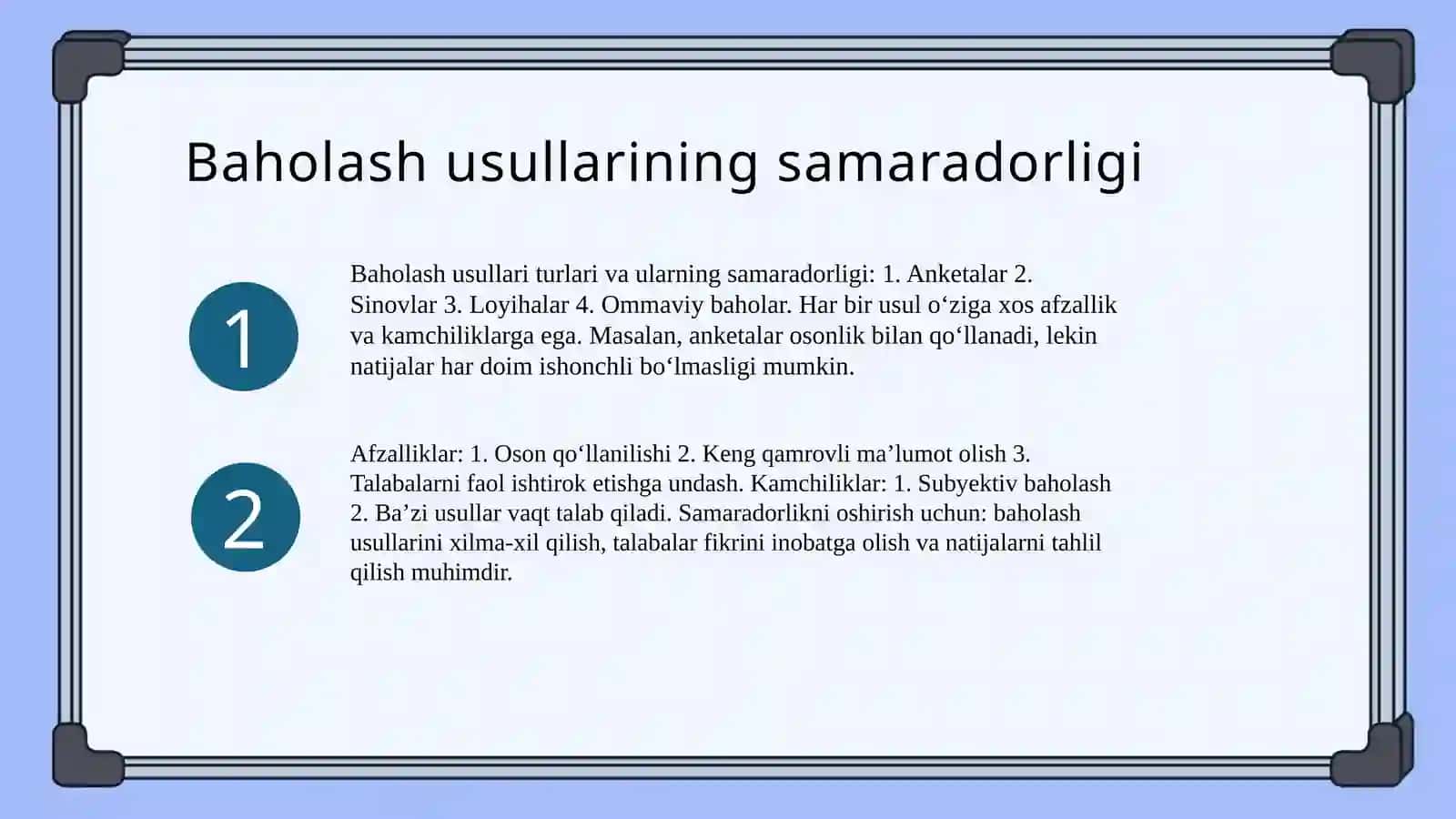 O‘quvchilarning bilim-ko‘nikmavamalakalarinibaholashusullari 3