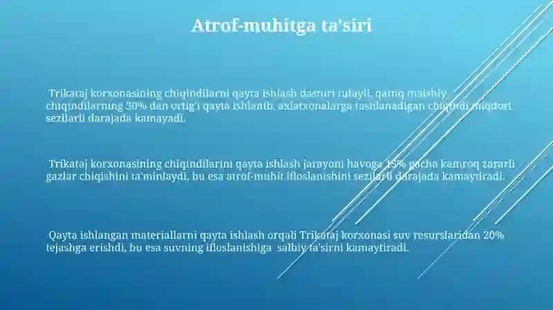 Trikataj korxonasining ekologik chiqindilarini qayta ishlash 3