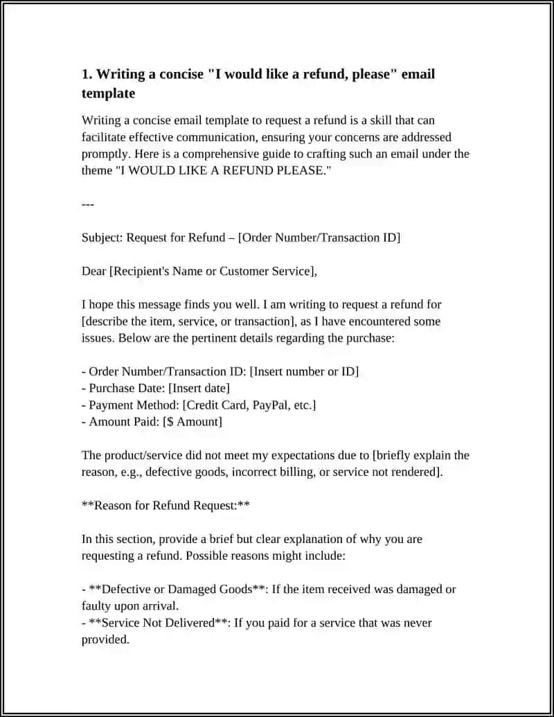 Writing a concise "I would like a refund, please" email template 3