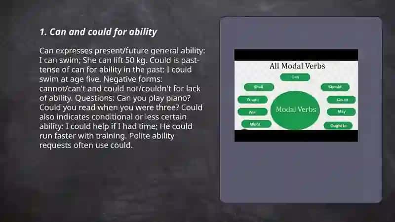 Modal verb: ability, permission, obligation 3